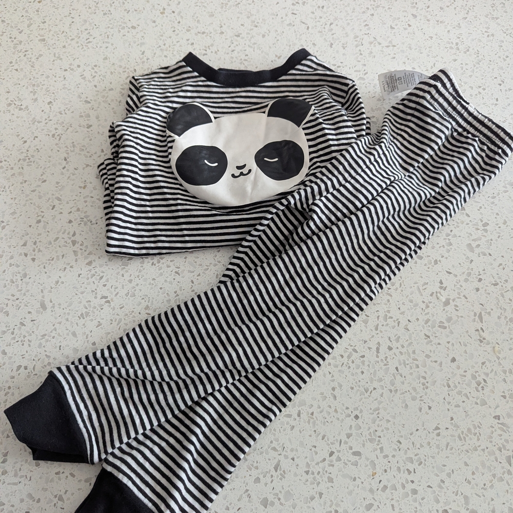 Whistle And Flute Striped Panda Kids Pajamas
